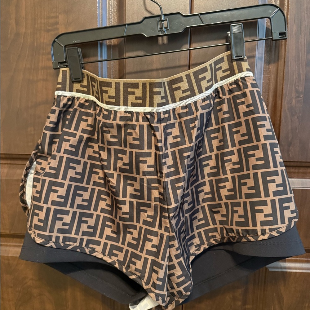 Fendi Brown Monogram Women Shorts